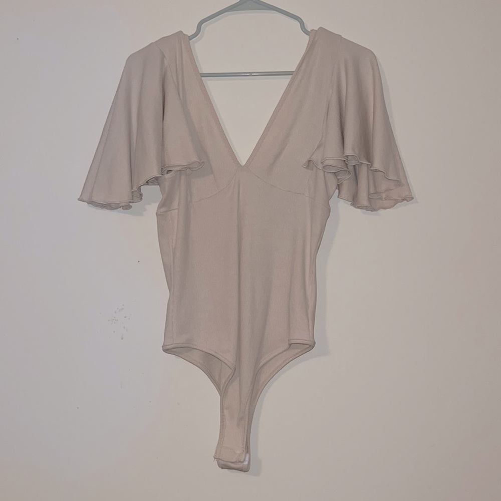 Bat wing cream leotard from shein